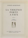 Georges Krakowsky - La Violence porte a faux - Essai