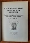 Fiene, Donald M. (R. Cumb) - R. Crumb Checklist of Work and Criticism/ With a Biographical Supplement and a Full Set of Indexes