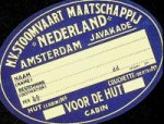 Stoomvaart Maatschappij Nederland - Bagagelabel SMN voor de hut Met touwtjes, gekartonneerd