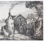 Velde, Jan van de II (c.1593-1641) - Water-mill near a village [Set title: Landscapes and ruins]/Watermolen bij een dorp.