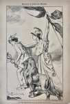 Braakensiek, Johan (1858-1940) - [Original lithograph/lithografie by Johan Braakensiek] Mercurius in dienst van Menelik, 16 Augustus 1896, 1 pp.