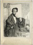 Baugniet. - Original print, lithography 19th century I Portret van Belgische kunstenaar Petrus Kremer door Baugniet 1838, gepubliceerd in de 19e eeuw, 1 p.