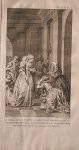 antique print (prent) - De gemaalin en moeder van Montigny smeeken Anna van Oostenrijk, bruid van Koning Philips om voorspraak (..).