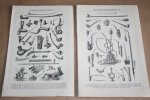  - 2 oude prenten - Rooktoestellen Pijpen ed - circa 1900