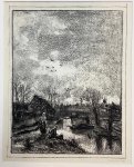 Maris, Jacob (1837-1899 - [Lithograph/litografie] Two farmers by the river/twee boeren bij een rivier.