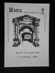  - Menu 1985 KMA voor de promovenda uit 1940