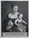 Hübner, Bartholomäus (1727-after 1795), after Holbein, Hans the Younger (1497/8-1543) - [Two original engravings/twee gravures] Portrait of Holbein and his wife and children.