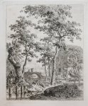 Overbeek, Leendert (1752-1815) - Ets/Etching: Farm by a stream of water (Boerderij bij stromend water).