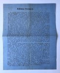  - [Printed publication, political] Politieke overmoed. Door J.C. de Marez Oyens, brochure, 4°, 2 pp.