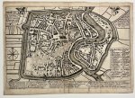 Willem Outgertsz. Akersloot (c.1600-1651 after), after Jansz. Pieter Saenredam (1597-1665), after Johannes van Doetecum I (fl. 1551-1605) - Antique print, etching | Map of Haarlem showing the devastation after the siege and great fire of 1576, published 1628, 1 p.
