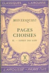 Montesquieu - PAGES CHOISIES II. - Esprit des Lois