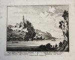 Pieter Schenk (1660-1713) after Jan van Call (1656-1706) - [Antique print, etching] The river Rhine with the village of Oberwesel and the Castle Rheinfels, published ca. 1670.
