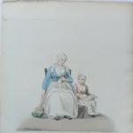 Cloured engraving after drawing from nature by miss semple - Woman & Child of Friesland 1817  Vrouw met kind /meisje