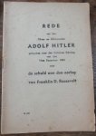 Hitler, Adolf - rede van den fuhrer en rijkskanselier Adolf Hitler gehouden voor den duitschen rijksdag van den 11en december 1941 over de schuld aan den oorlog van Franklin D. Roosevelt