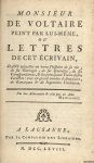 Voltaire, F.M.A. de - Monsieur de Voltaire, peint par lui-même, ou lettres de cet écrivain (...)