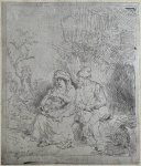 Léopold Flameng (1831-1911), after Rembrandt (1606-1669) - Antique print I After Rembrandt, Rest on the flight to Egypt, published 1859, 1 p.
