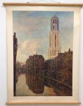 R.S. Bakels - (SCHOOLPLAAT - SCHOOL POSTER - LEHRTAFEL) De Dom te Utrecht ( Lithografie op linnen ) R.S. Bakels - (SCHOOLPLAAT - SCHOOL POSTER - LEHRTAFEL) De Dom te Utrecht ( Lithografie op linnen )