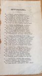 [Dutch song Opwekking] - [Liedtekst Opwekking en Wapenkreet] Bookpage with Opwekking on one side and Wapenkreet on the other side. From the book: zestal liederen opgedragen aan de schutterijen van Noord-Nederland, door Jacob van Lennep, Amsterdam, around 1830.