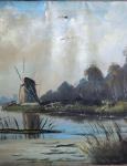  - Schilderij van een Hollands landschap.