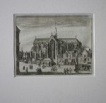 antique print (prent) - Amsterdam. Nieuwe Kerk en Dam.