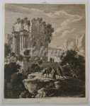 ANONYMOUS, - Rocky landscape with ruin and travellers