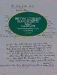  - British Literary Manuscripts