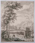 MEYERING, ALBERT, - Landscape with mule and fountain