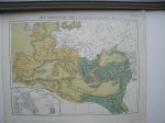 antique map. kaart. - (Romeinse rijk) Het Romeinsche rijk na de verdeeling van 395 n.Chr.