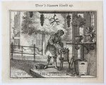 Vinne, Vincent Laurensz. van der (II) (1686-1742) - [Original etching]Door 't blaazen blaakt zy. [S. Spinneker 'Leerzame Zinnebeelden'], ca 1717-1757.
