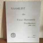 Kalma - Naamlijst der Friese Hetvormde Predikanten 1880-1959