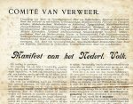 SPOORWEGSTAKING 1903 - Manifest aan het Nederl. Volk (Vlugschrift van het Comité van Verweer om arbeiders tot steun aan de regering over te halen). SPOORWEGSTAKING 1903 - Manifest aan het Nederl. Volk (Vlugschrift van het Comité van Verweer om arbeiders tot steun aan de regering over te halen).