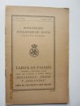 Koninklijke Hollandsche Lloyd (KHL) - Spaanstalige editie van de Passage Tarieven.  Tarifa de Pasajes  No. 27 (bis)  1 Agosto 1920