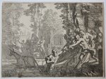 Johannes Glauber (1646-1665), after Gerard de Lairesse (1641-1711), published by Leonard Schenk (?) (1696-1767) - [Antique print, etching/ets] Silenus is pulled out of the water, published 1650-1750.