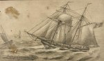 Anonymous. - Pencil Drawing, ca 1811 | Pencil drawing of sailing ships (two-masted) , 1 p.