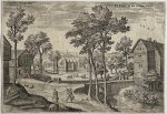 Hans Collaert I (1525/1530-1580), after Hans Bol (1534-1593), after Jacob Grimmer (1525/26-1590/1609) - Antique print, engraving I View on the road to Laeken in Belgium, published ca. 1550, 1 p.