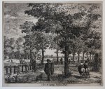 Vinne, Jan Vincentsz. van der (1663-1721) - [Antique etching] Aan D. ingang Van den Hout [set: 'Gesiten buyten Haarlem'], ca 1650-1700..