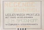 J.H. Speenhof - Negende / 9e  bundel: Liedjes, Wijzen, Prentjes met piano-begeleidingen