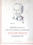 Ovink, G.W., Gabriël Smit, J.H. de Bois, Erhard Göpel, René-Louis Doyon, Dick Dooyes ('portretkrabbel') - Bijdragen ter eere van den vijf en zestigsten verjaardag van S.H. de Roos, 14 September 1942