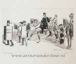 Braakensiek, Johan (1858-1940) - [Original lithograph/lithografie by Johan Braakensiek] Secret Absolu! Optocht met paarden en trompetten. 1 p.