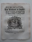  - Publicatie, Tot Renovatie en Ampliatie van het verbodt/ dat niemand eenig Graan/ in ongemerkte Zakken/ mag ter Molen brengen/ of doen brengen. Gearresteert den 23 Juni 1763.