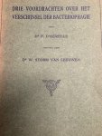 D'HERELLE,F.STORM VAN LEEUWEN, W., - Drie voordrachten over het verschijnsel der bacteriophagie.