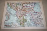  - Oude kaart Balkan-schiereiland - circa 1905