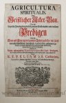 - [Antique title page, 1736] Agricultura spiritualis, published 1736, 1 p.