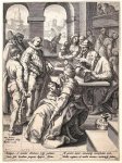 Jacob Matham (1571-1631) after Karel van Mander (1548-1606) - Antique print, engraving | The Parable of the Prodigal Son / De verloren zoon eist zijn erfdeel op, published 1592, 1 p.