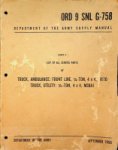 Department of the Army - Jeep M38A1, M170 Ambulance. ORD 9 SNL G-758 Original Manual. Truck Ambulance, Front Line. 1/4-Ton, 4x4, M170 and utility M38A1