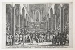 Bastiaen Stoopendaal (1637-1693) - [Antique print, etching] D’Prins en Princesse van Orangie, worden gekroont (Crowning of William III and Mary / Kroning van Willem III en Mary in Westminster), published 1689