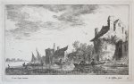 Visscher, Johannes de (1633-1692) after Goyen, Jan van (1596-1656) - [Antique print, etching and engraving] River landscape [Regiunculæ Amoenissimæ eleganter delineate Johanne van Goyen et æri incisæ per Johannem de Visscher], published after 1653.