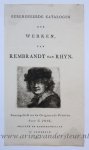 Christiaan Josi (1768-1828) - [Antique title page, 1810] Portrait of Rembrandt / Portret van Rembrandt [BEREDENEERDE CATALOGUS DER WERKEN VAN REMBRANDT VAN RHYN], published 1810, 1 p.
