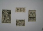 antique print (prent) - Stadt amsterdam. 4 gravures in passepartout. Incl. Erasmus.