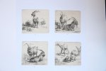 Nicolaes Pieterszoon Berchem (1620-1683) - Antique prints, etching | The set of various animals, the "Man's book" (complete set), published ca. 1652, 8 pp. .